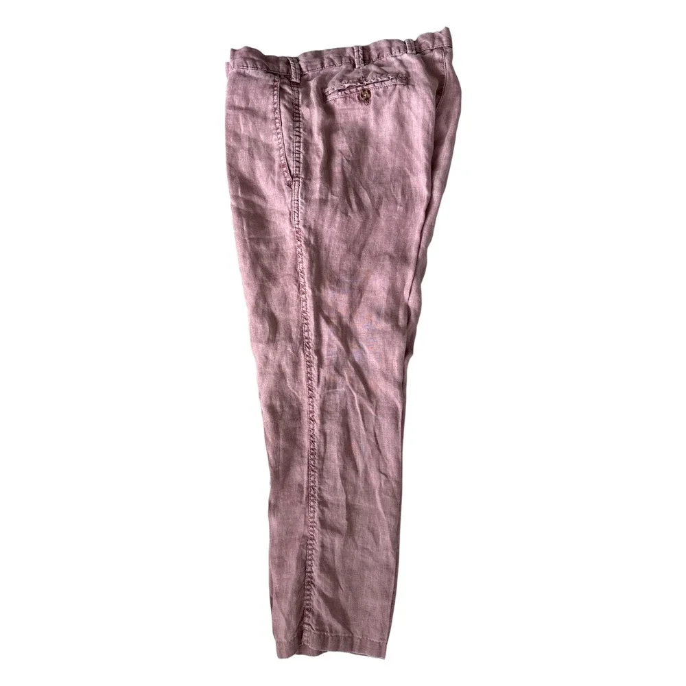 Black Brown 1826 Pink Linen Pants 34x30 Tailored Fit Coastal Resort Summer